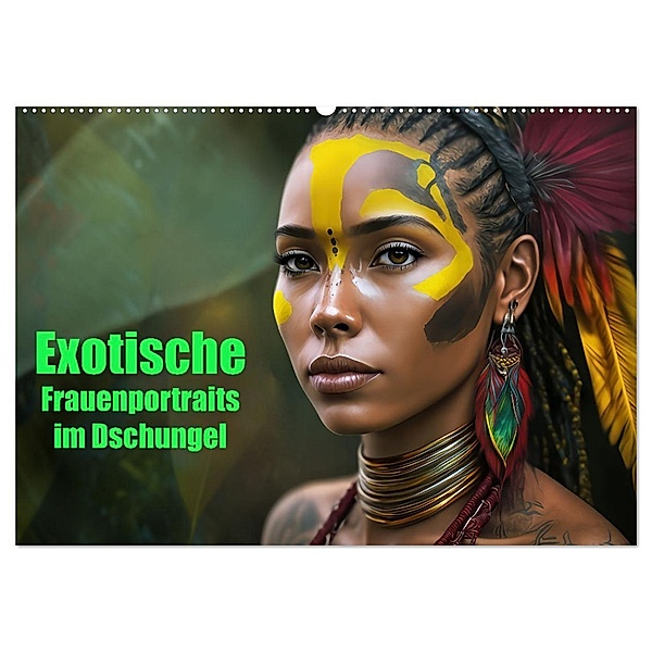 Exotische Frauenportraits im Dschungel (Wandkalender 2024 DIN A2 quer), CALVENDO Monatskalender, Liselotte Brunner-Klaus