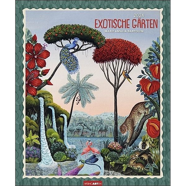 Exotische Gärten Edition Kalender 2024. Künstlerin Marie Amalia Bartolinis meisterhaft verträumte Landschaften und Tiere in einem Kunstkalender. Wandkalender mit naiver Malerei 2024, Exotische Gärten Edition Kalender 2024. Künstlerin Marie Amalia Bartolinis meisterhaft verträumte Landschaften und Tiere