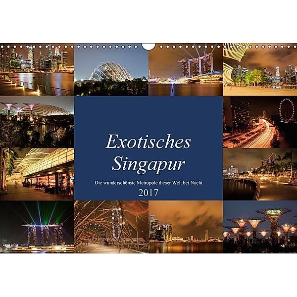 Exotisches Singapur - Die wunderschönste Metropole dieser Welt bei Nacht (Wandkalender 2017 DIN A3 quer), Annette Maya