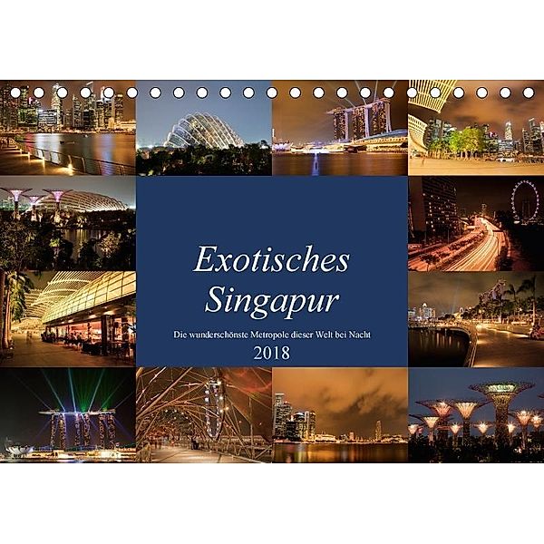 Exotisches Singapur - Die wunderschönste Metropole dieser Welt bei Nacht (Tischkalender 2018 DIN A5 quer), Annette Maya