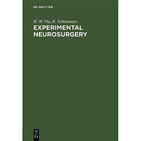 Experimental Neurosurgery, H. W. Pia, R. Schönmayr