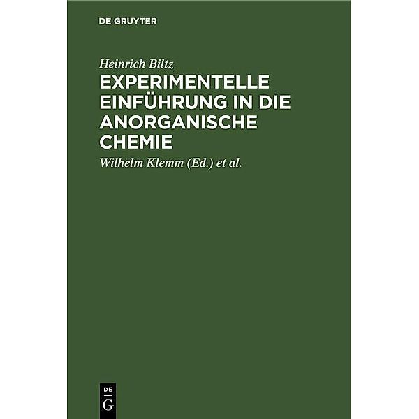 Experimentelle Einführung in die anorganische Chemie, Heinrich Biltz