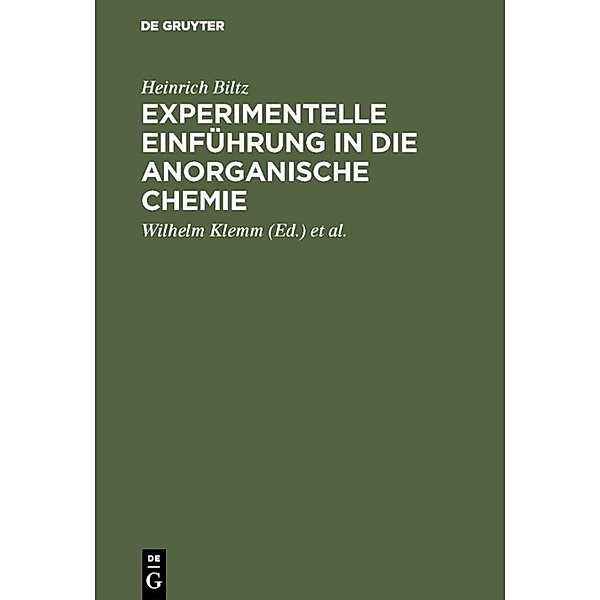 Experimentelle Einführung in die anorganische Chemie, Heinrich Biltz