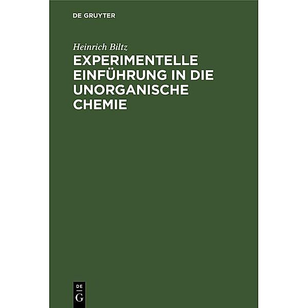 Experimentelle Einführung in die unorganische Chemie, Heinrich Biltz