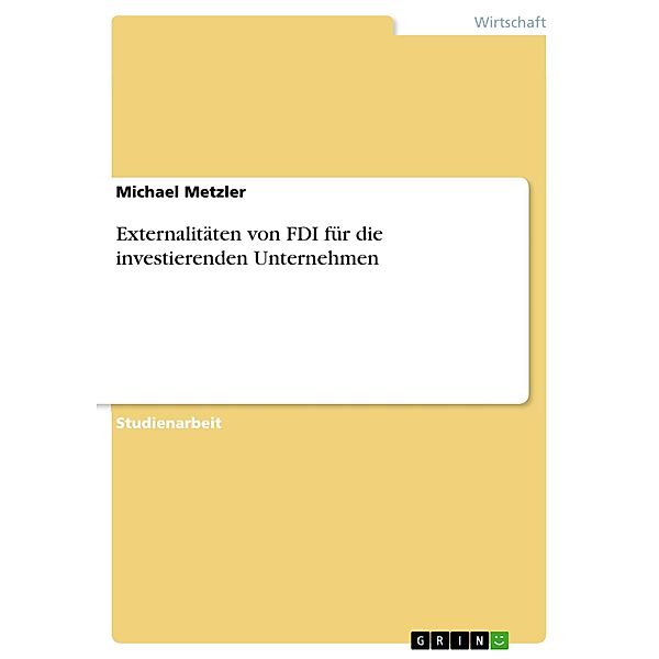 Externalitäten von FDI für die investierenden Unternehmen, Michael Metzler