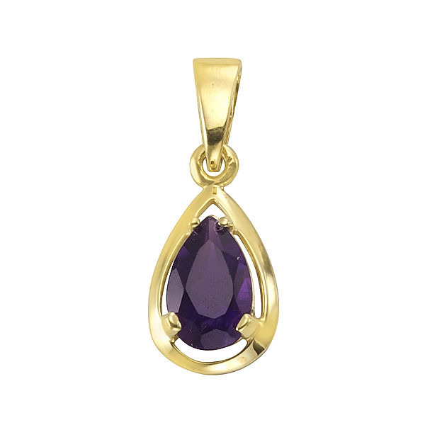 F Anhänger 333/- Gelbgold mit Amethyst 333/- Gold Amethyst lila 2,0cm Glänzend