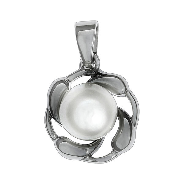 F Anhänger 925/- Sterling Silber Süßwasserzuchtperle weiß 2,0cm Glänzend