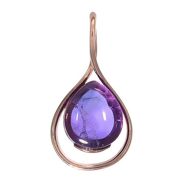 F Anhänger 925/- Sterling Silber Amethyst violett 2,4cm Glänzend