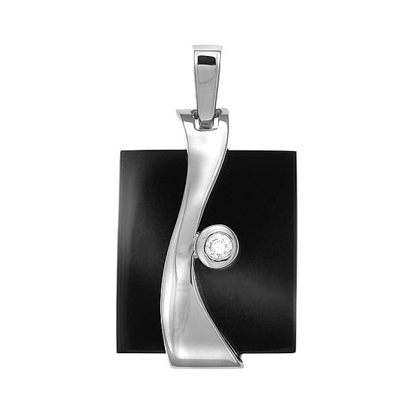 F Anhänger 925/- Sterling Silber Onyx schwarz 2,9cm