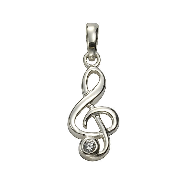 F Anhänger 925/- Sterling Silber Zirkonia 1,9cm Glänzend