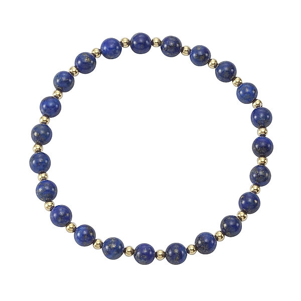 F Armband 585/- Gold Lapislazuli 20cm Glänzend