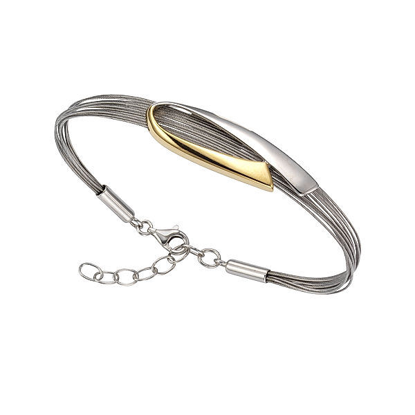 F Armband 925/- Sterling Silber 17+3cm Glänzend