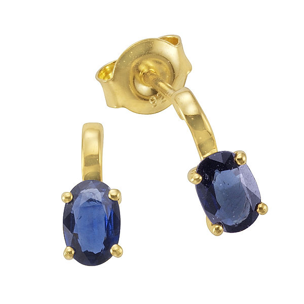 F Ohrstecker 333/- Gold Saphir blau 1,0cm Glänzend