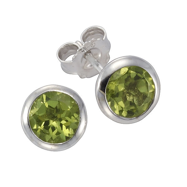 F Ohrstecker 925/- Sterling Silber Peridot gelb 1,75cm Glänzend