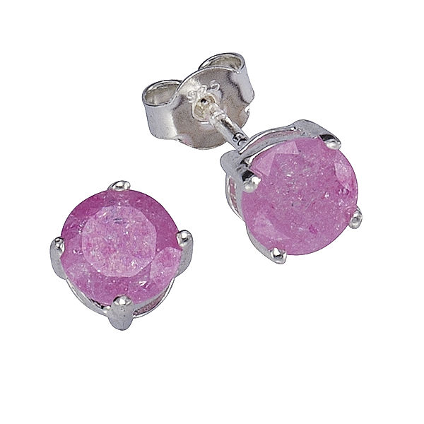 F Ohrstecker 925/- Sterling Silber Zirkonia pink 0,6cm Glänzend