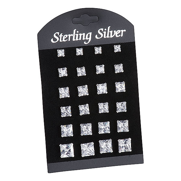 F Ohrstecker 925/- Sterling Silber Zirkonia weiß 0,8cm Glänzend