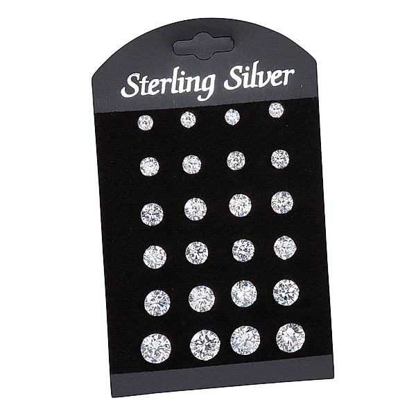 F Ohrstecker 925/- Sterling Silber Zirkonia weiß 0,8cm Glänzend