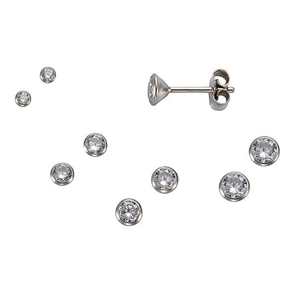 F Ohrstecker 925/- Sterling Silber Zirkonia weiß 1,2cm Glänzend