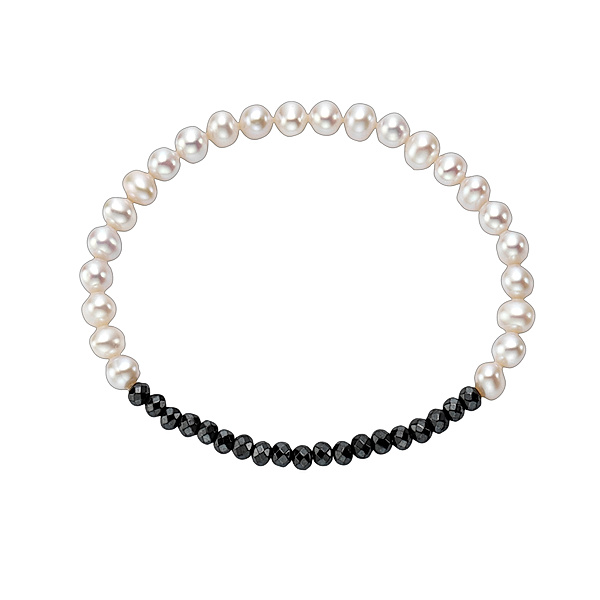 F Perlen-Armband 925/- Sterling Silber Süßwasserzuchtperle 19cm Glänzend