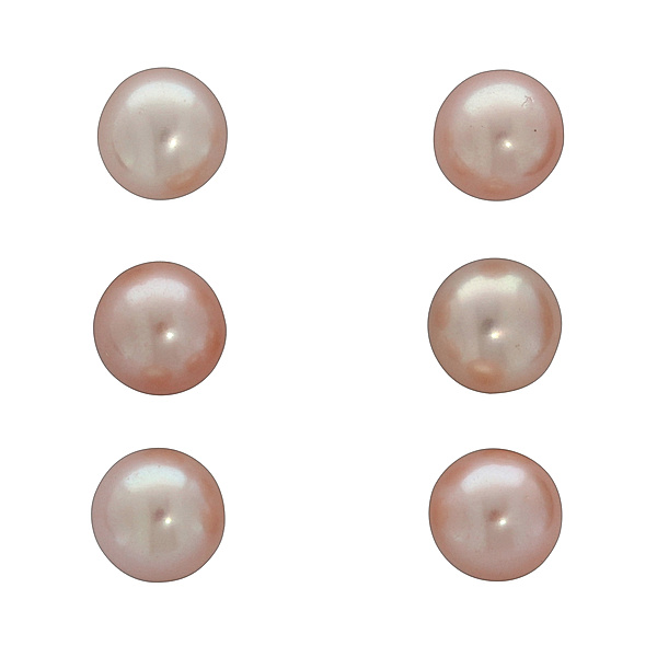 F Perlen-Ohrstecker-Set 925/- Sterling Silber Süßwasserzuchtperle rosa 1,2cm Glänzend