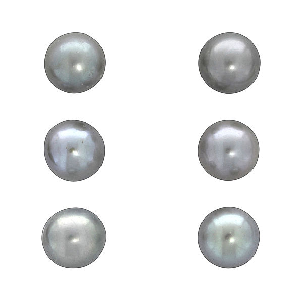 F Perlen-Ohrstecker-Set 925/- Sterling Silber Süßwasserzuchtperle grau 1,2cm Glänzend