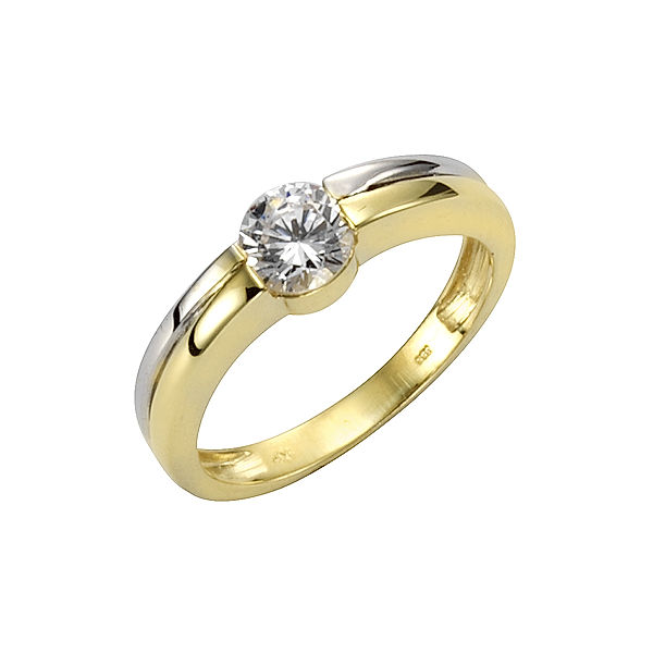F Ring 333/- Gold Zirkonia weiß Bicolor (Größe: 056 (17,8))