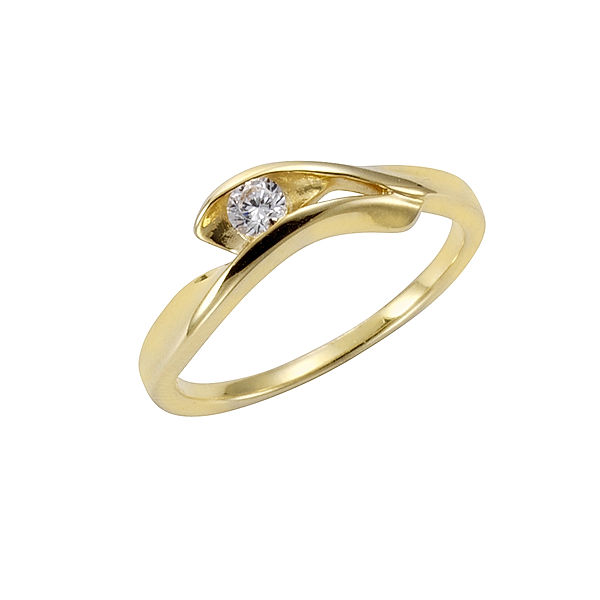F Ring 333/- Gold Zirkonia weiß Glänzend (Größe: 052 (16,6))