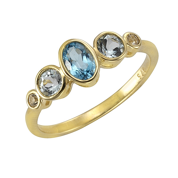 F Ring 375/- Gold blau Glänzend (Größe: 052 (16,6))