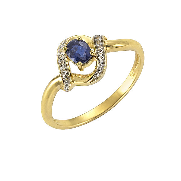 F Ring 375/- Gold blau Glänzend (Größe: 054 (17,2))