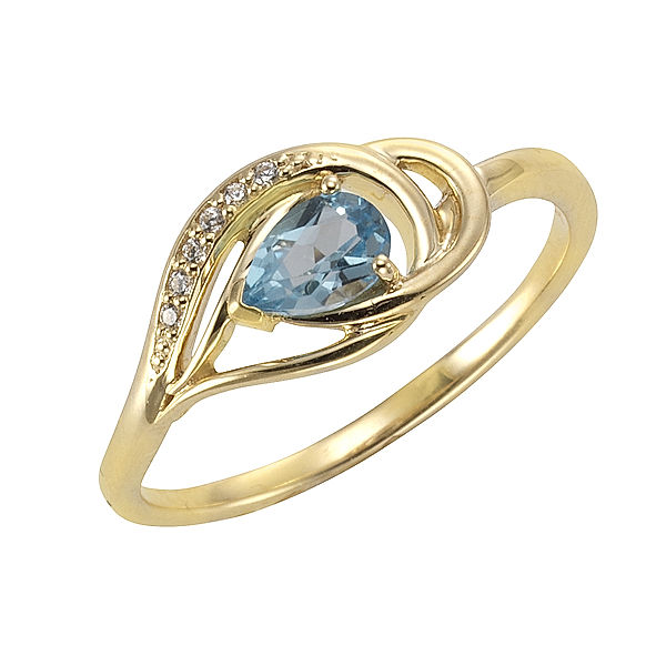 F Ring 375/- Gold blau Glänzend (Größe: 058 (18,5))