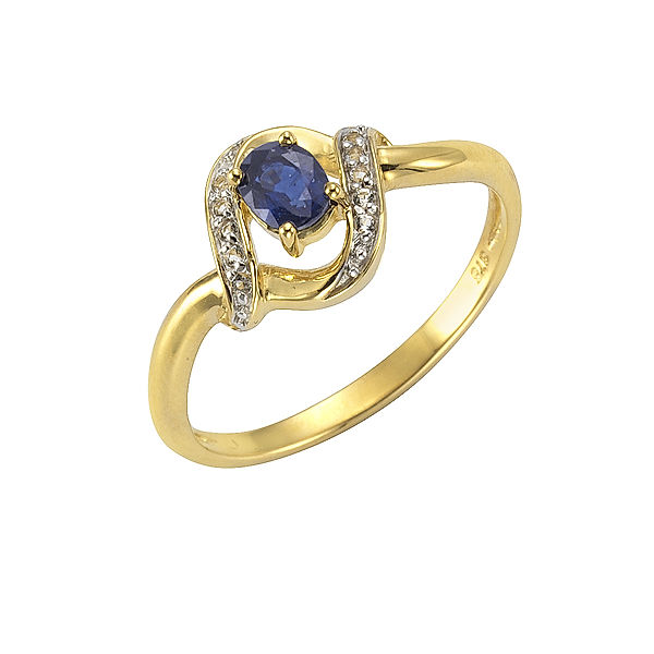 F Ring 375/- Gold blau Glänzend (Größe: 062 (19,7))