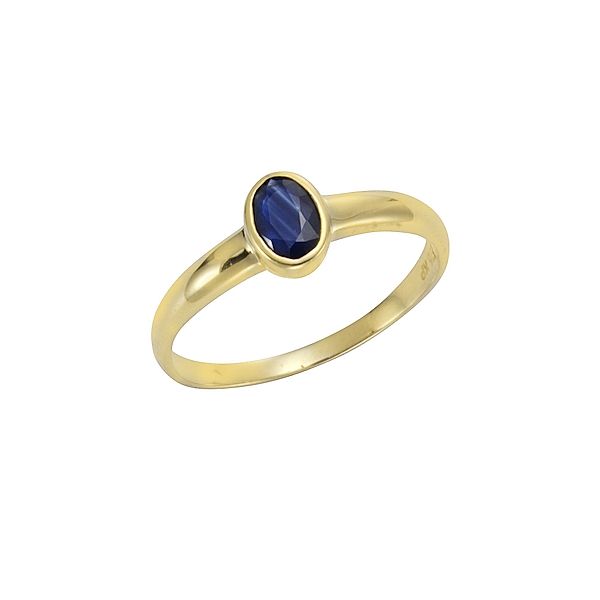 F Ring 375/- Gold Saphir blau Glänzend (Größe: 058 (18,5))