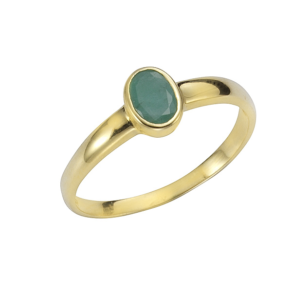 F Ring 375/- Gold Smaragd grün Glänzend (Größe: 054 (17,2))
