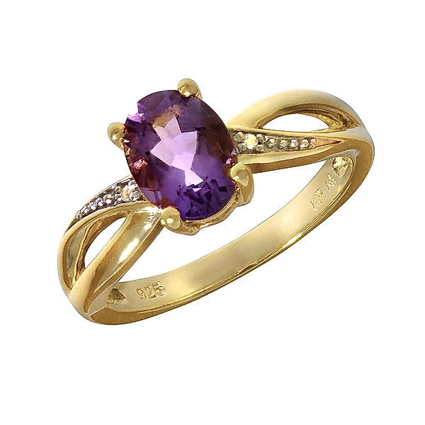 F Ring 925/- Sterling Silber Amethyst violett Glänzend (Größe: 054 (17,2))