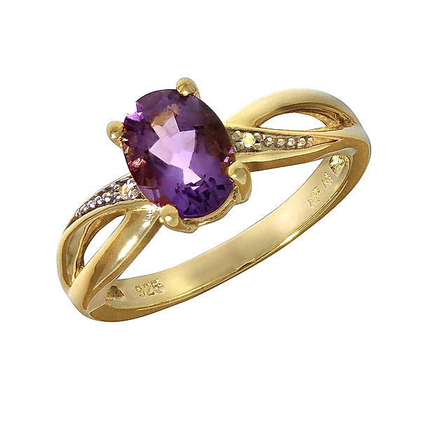 F Ring 925/- Sterling Silber Amethyst violett Glänzend (Größe: 062 (19,7))