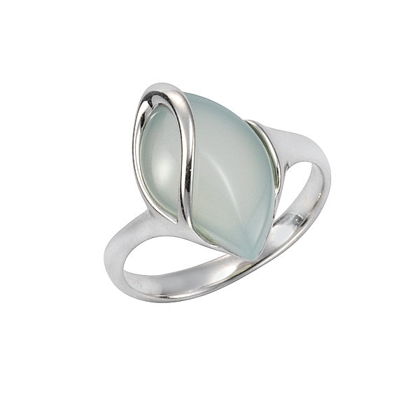 F Ring 925/- Sterling Silber Aqua-Achat hellblau Glänzend 4,35ct (Größe: 062 (19,7))