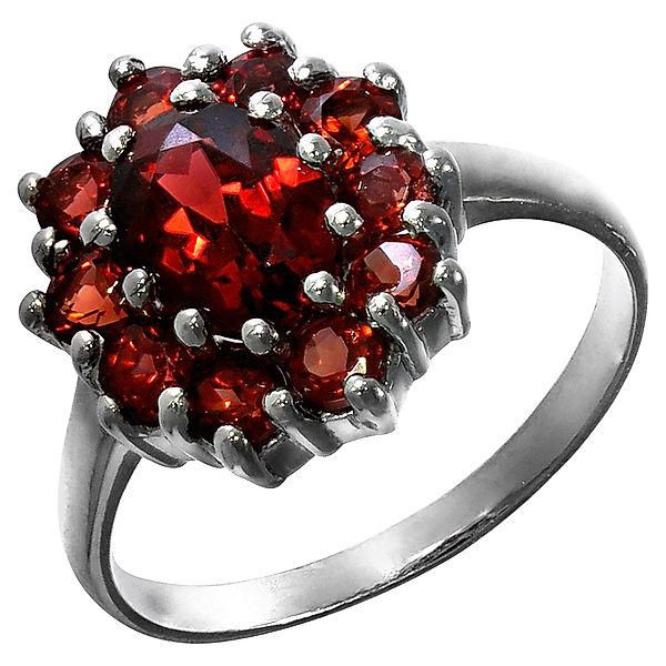 F Ring 925/- Sterling Silber Granat rot Glänzend (Größe: 062 (19,7))