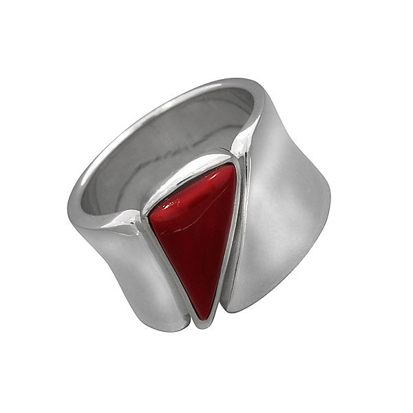 F Ring 925/- Sterling Silber Koralle rot Glänzend (Größe: 058 (18,5))