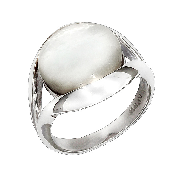 F Ring 925/- Sterling Silber Perlmutt weiß Glänzend (Größe: 058 (18,5))