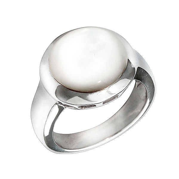 F Ring 925/- Sterling Silber Perlmutt weiß Glänzend (Größe: 062 (19,7))
