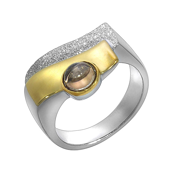 F Ring 925/- Sterling Silber Rauchquarz grau Diamantiert (Größe: 062 (19,7))