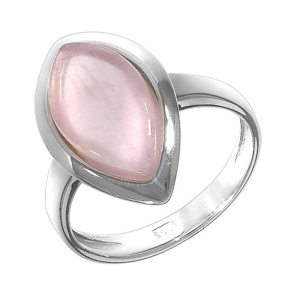 F Ring 925/- Sterling Silber Rosenquarz rosa Glänzend (Größe: 054 (17,2))