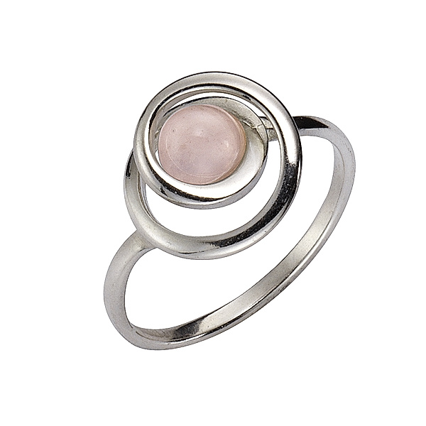 F Ring 925/- Sterling Silber Rosenquarz rosa Glänzend (Größe: 017 (53,5))