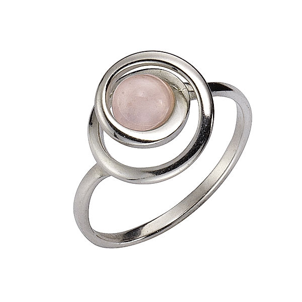 F Ring 925/- Sterling Silber Rosenquarz rosa Glänzend (Größe: 019 (60,0))