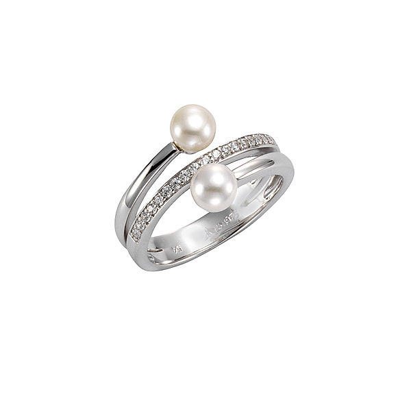 F Ring 925/- Sterling Silber Süßwasserzuchtperle weiß Glänzend (Größe: 060 (19,1))