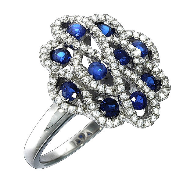 F Ring 925/- Sterling Silber Zirkonia blau Glänzend (Größe: 054 (17,2))