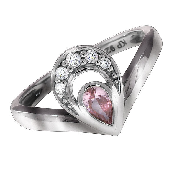 F Ring 925/- Sterling Silber Zirkonia pink Glänzend (Größe: 060 (19,1))