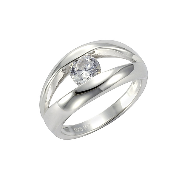F Ring 925/- Sterling Silber Zirkonia weiß Glänzend (Größe: 052 (16,6))