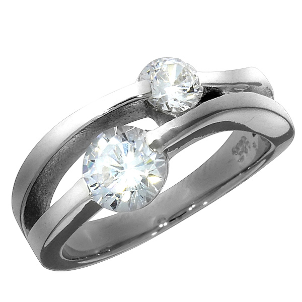 F Ring 925/- Sterling Silber Zirkonia weiß Glänzend (Größe: 060 (19,1))