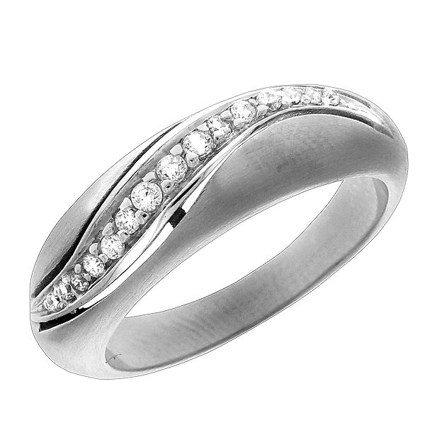 F Ring 925/- Sterling Silber Zirkonia weiß Matt/Glanz (Größe: 058 (18,5))